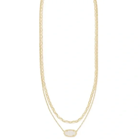 Elisa Multi Strand Necklace Gold Iridescent Drusy - Picture 3 of 3